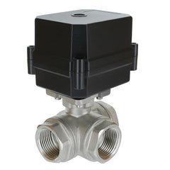 3 - way "L" motorized ball valve stainless FNPT