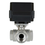 3 - way "L" motorized ball valve stainless FNPT