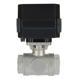 3 - way "L" motorized ball valve stainless FNPT